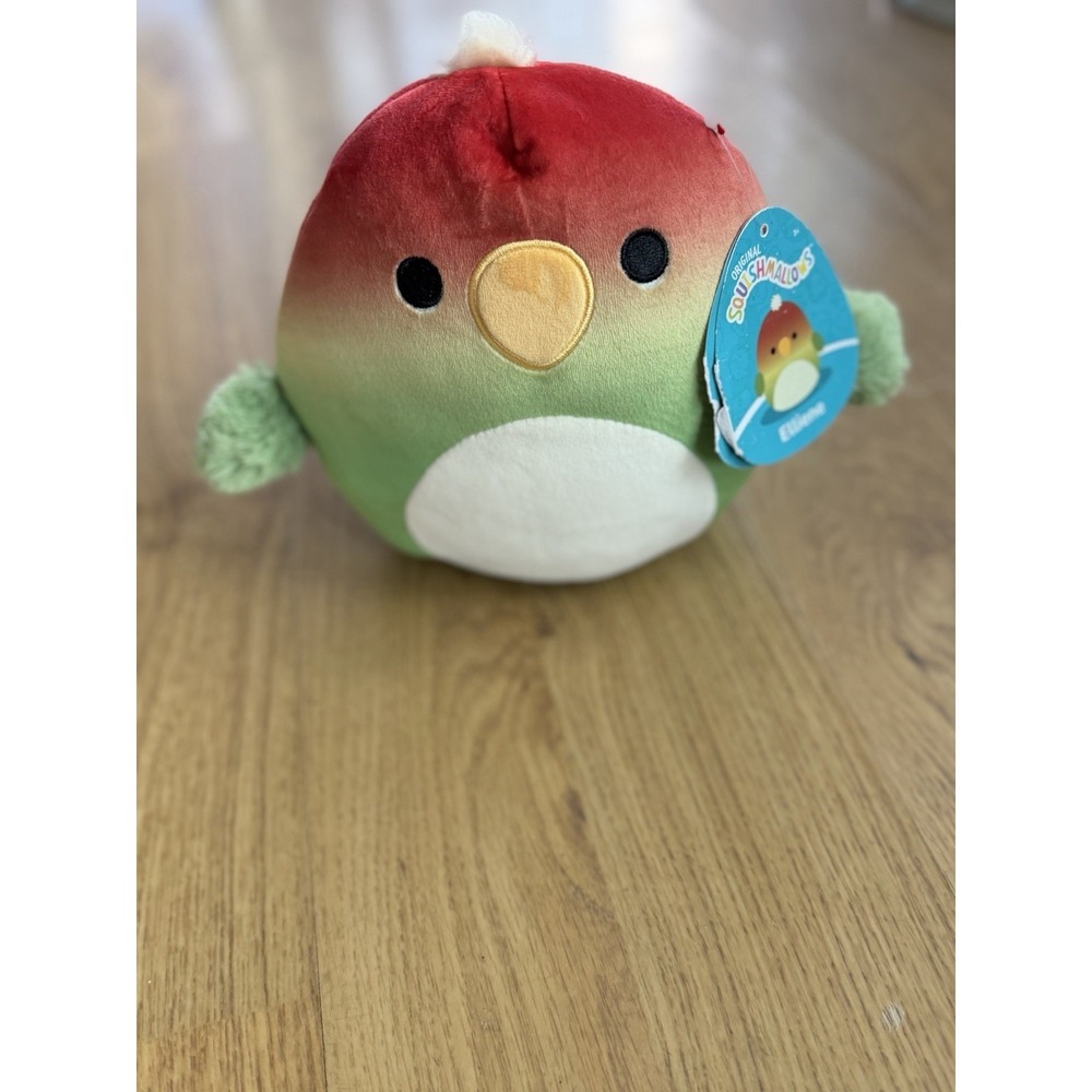 Squishmallows 7.5" Elliene Green Red PARAKEET BIRD PLUSH